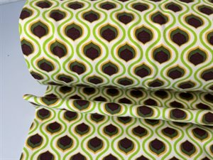 Bomuldsjersey - lime med retro grafisk mønster